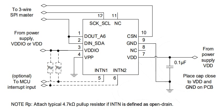 Application Circuit Diagram - MEMSIC MXC3500AL 3-Axis Accelerometer